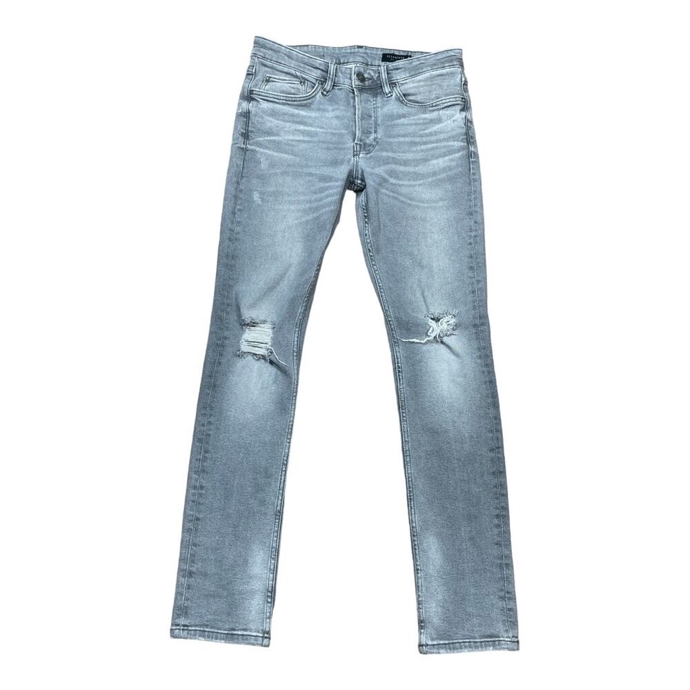 All Saints Gray Rex Slim Tapered Distressed Jeans 28 - Picture 1 of 4